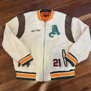 All City Just Don Varsity Sherpa Full Zip Jacket Coat Size L